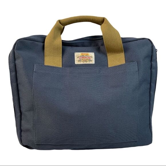 Jordache Unisex Blue Canvas Briefcase Messenger Bag Handles - Picture 2 of 12